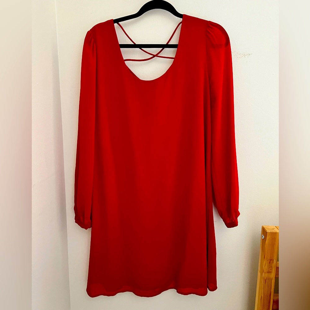 Red dress with cross cross back